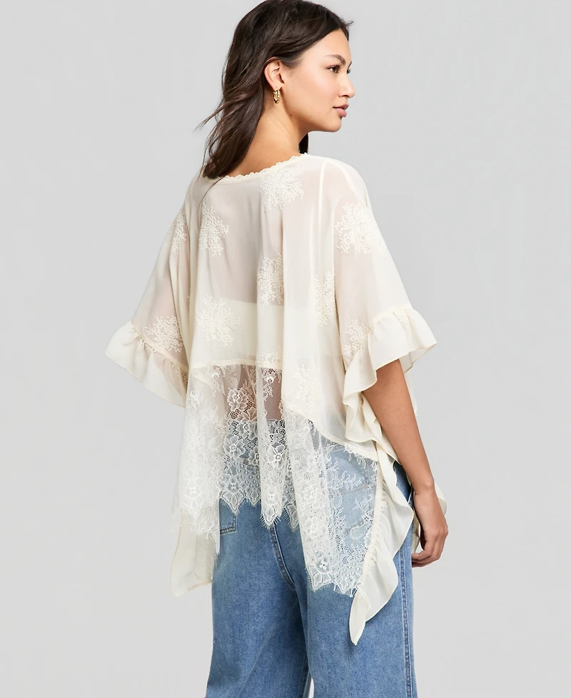 And Now This Women's Embroidered Woven Poncho, Macy's Exclusive