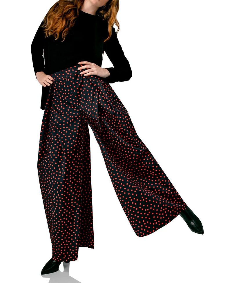 Ivonne Women's Wide-Leg Polka Dot Pants