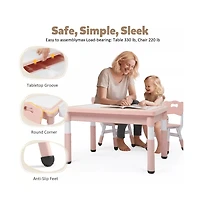 Kinder King Kids Table and Chair Set, Activity Desk for Drawing, Building Blocks, Play, Pink