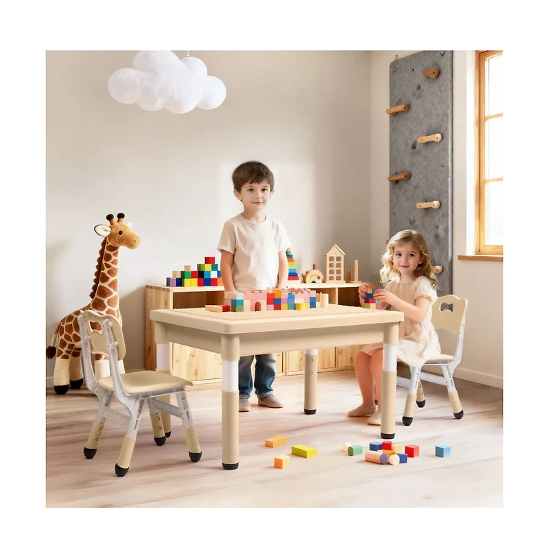 Kinder King Kids Table and Chair Set, Activity Desk for Drawing, Building Blocks, Play, Pink