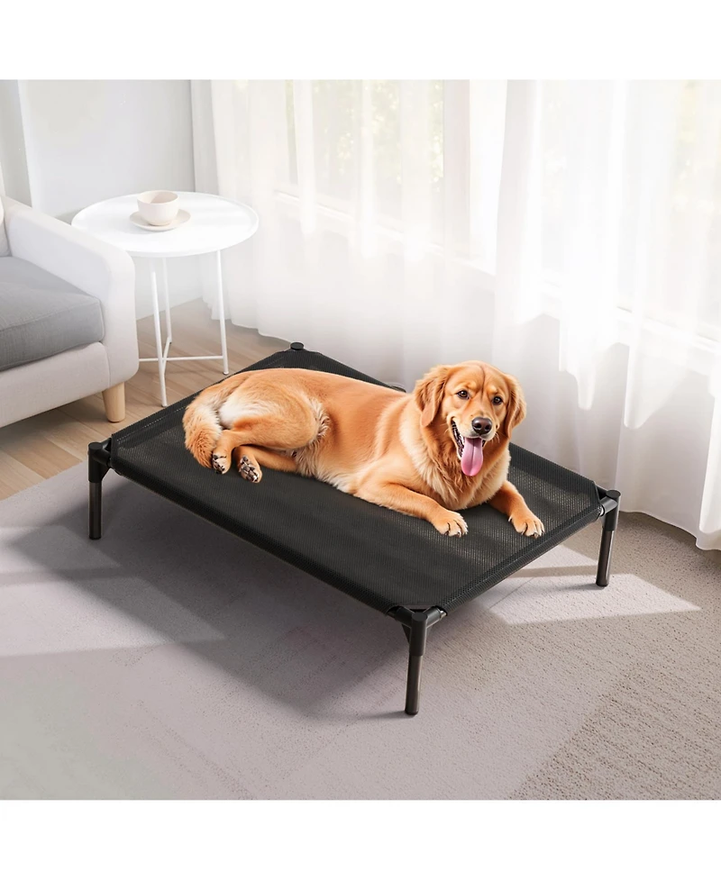 Aostirmotor Extra Large Mesh Cooling Pet Bed, Black Breathable Dog Cat Cushion for Hot Weather