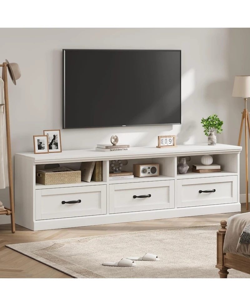 gaomon 70in Tv Stand for TVs up to 80", Mid Century Modern Entertainment Center with Storage Drawer and Open Shelves