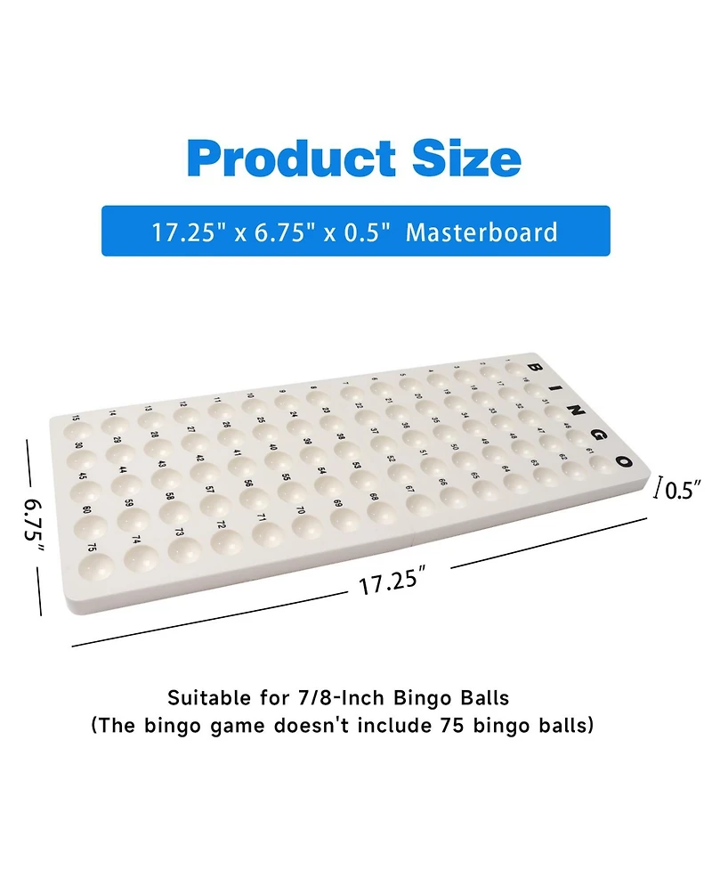 Gse Games & Sports Expert Bingo Master Board for 7/8" Bingo Balls, Plastic Bingo Calling Board for Bingo Game