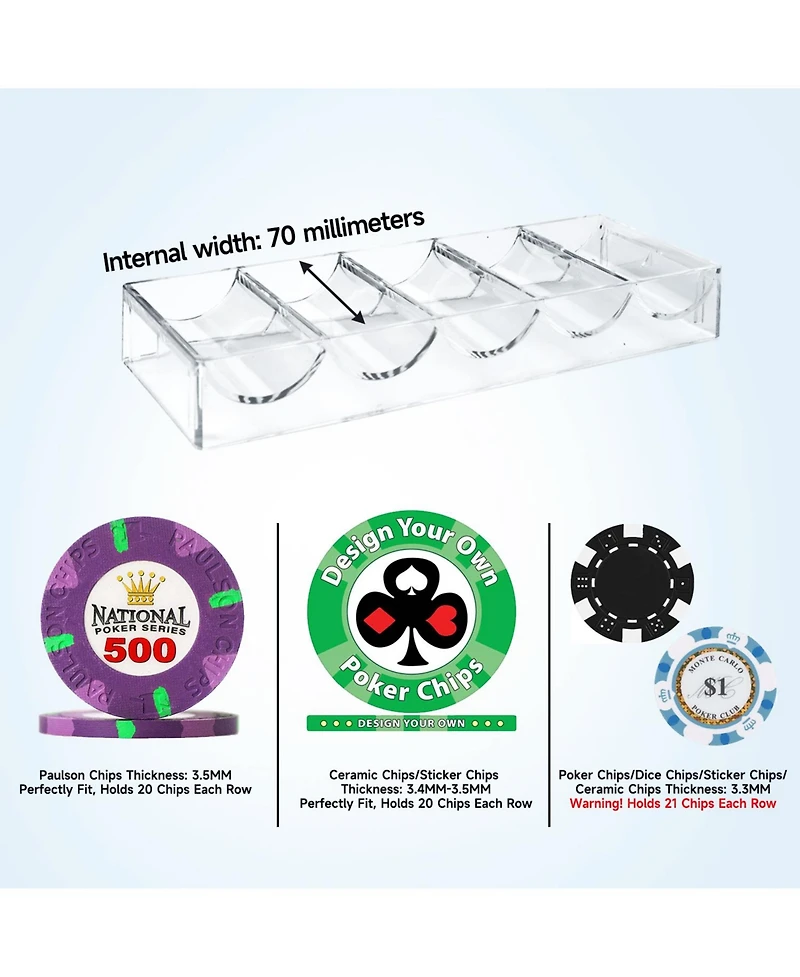 Gse Games & Sports Expert 600pcs Casino Grade Acrylic Poker Chips Carrier with 6 Poker Chip Trays