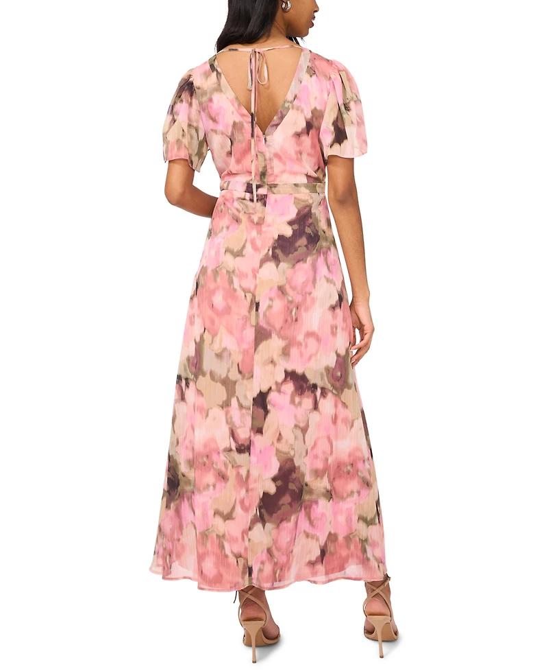 Msk Women's V-Neck Flutter-Sleeve Maxi Dress