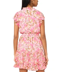 Msk Women's Smocked Waist Tie Crew Neck Dress