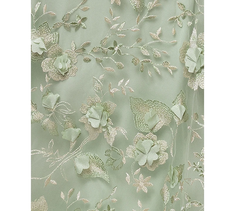 Xscape Plus A-Line Raised Flower V-Neck Ball Gown