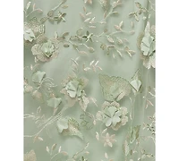 Xscape Plus A-Line Raised Flower V-Neck Ball Gown