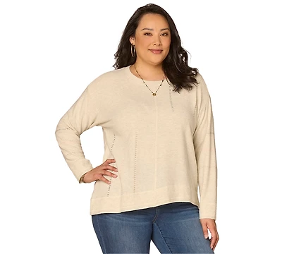Democracy Plus Long-Sleeve Mixed Media Knit Top