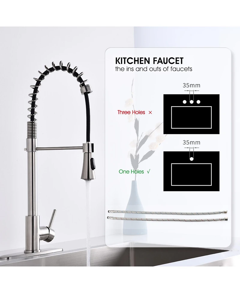 Rainsken Kitchen Faucet, with Pull Down, Sprayer Single Hole Stainless Steel Sink Faucet, for Farmhouses, Rv, Laundry Room, Outdoor, and Campers