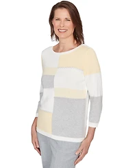 Alfred Dunner Petite Ribbed Jewel Neck Sweater