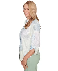Alfred Dunner Petite Floral Print Button-Down Shirt