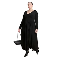 Eloquii Women's Plunge Neck Knit Dress