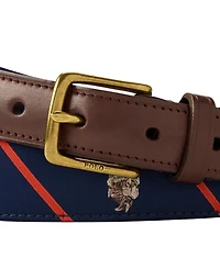 Polo Ralph Lauren Men's Bear Print Leather-Trim Belt