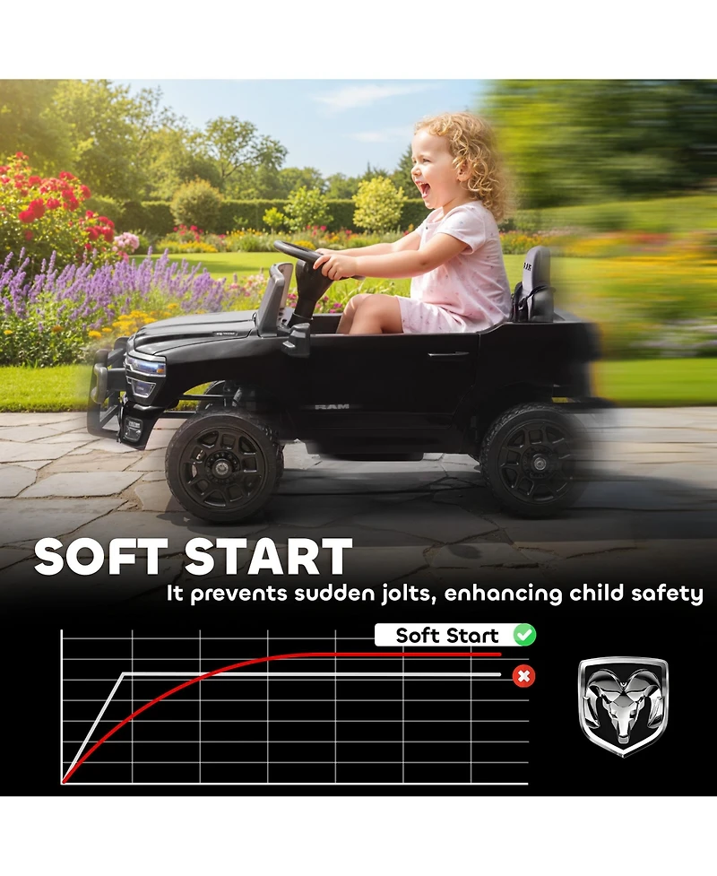 Qaba 12V Licensed Dodge Ram 3500 Kids Ride on Car with Dual Motors