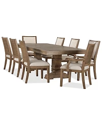 Furniture Alverton 9-Pc. Wood Dinning Set (Rectangular Table and 6 Upholstered Side Chairs and 2 Arm Chairs)