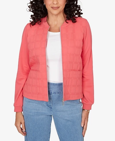 Alfred Dunner Petite Austin Quilted Knit Ribbed Jacket