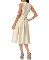 Ivonne Women's Textured Midi Dress with Belted Waist