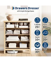 gaomon Fluted Drawers Dresser for Bedroom Tall Chest of Dressers Closet with Metal Handle, Clothes Storage Cabinet