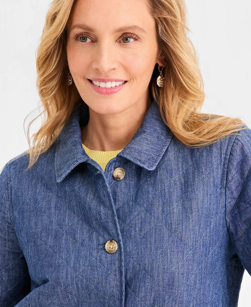 Style & Co Women's Cotton Quilted Button-Front Jacket, Macy's Exclusive
