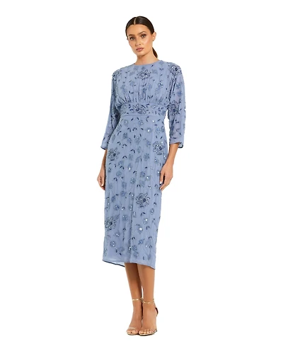 Mac Duggal Women's Floral Embellished Georgette Blouson Midi Dress