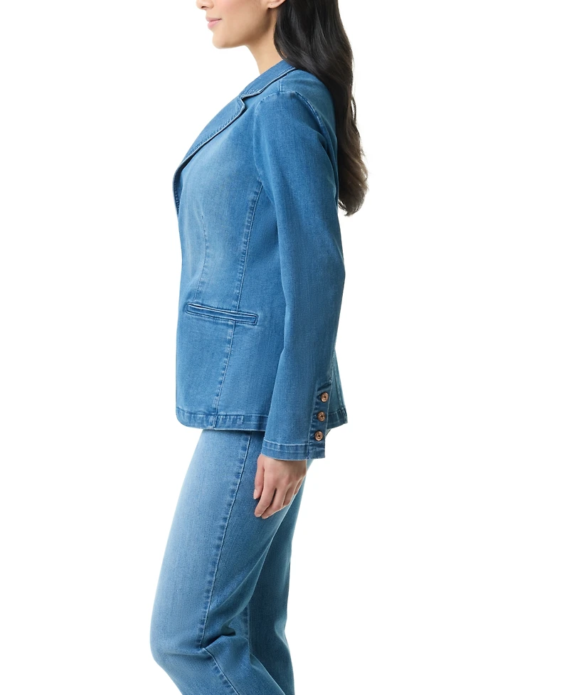 Gloria Vanderbilt Women's Denim One-Button Blazer