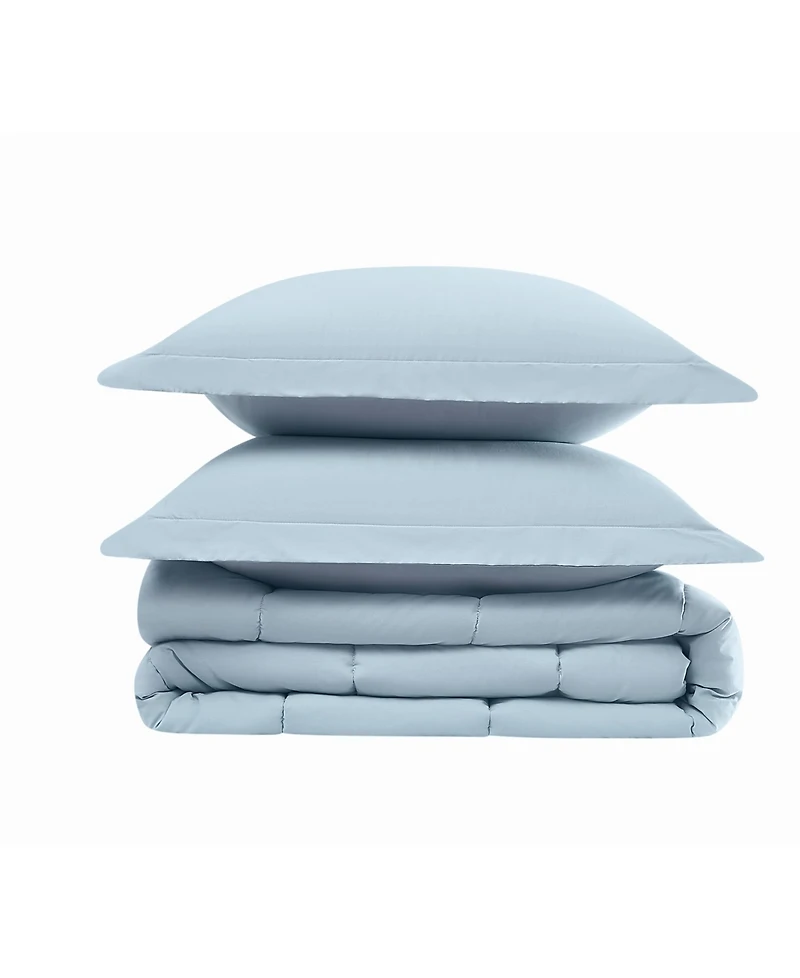 Brooklyn Loom Solid Cotton Percale 3-Pc. Comforter Set