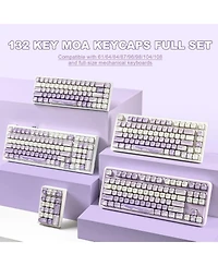 Lofree 132 Keys Moa Keycaps, Dye-Sublimation Pbt Custom Keycap Set, Cute Bear Customized Pattern Keycaps for Mx Switches Mechanical Gaming Keyboard
