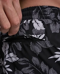 Dkny Men's Euro Black & White Bandana Print Performance 5" Volley Shorts