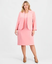 Le Suit Plus Kiss-Front Cutout-Collar Dress