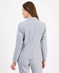 Le Suit Women's Long-Sleeve Seersucker Pantsuit