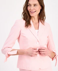 Le Suit Women's Seersucker Tie-Sleeve Skirt