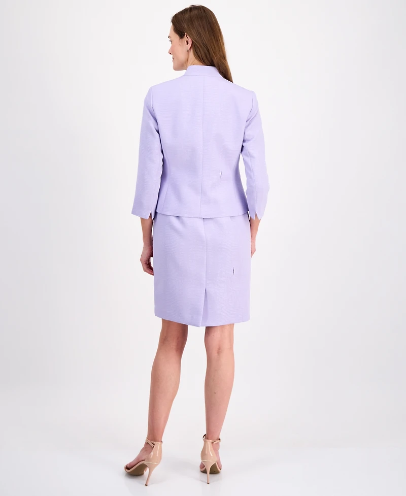 Le Suit Women's Jacquard Open-Front Jacket Dress