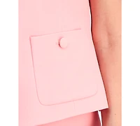 Le Suit Women's Short-Sleeve Four-Button Skirt