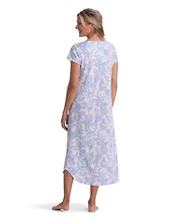 Miss Elaine Women's Interlock Knit Printed Sleepwear Nightgown