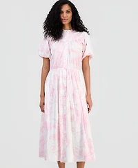 T Tahari Women's Puffed-Sleeve Shirtdress