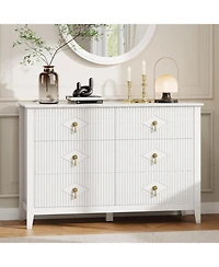 Gaomon Fluted Dresser 47" Wide - 6-Drawer Modern Wood Chest for Bedroom, Stylish Storage Cabinet Living Room, Hallway, or Entryway