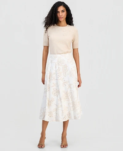 T Tahari Women's Cotton Pull-On Skirt