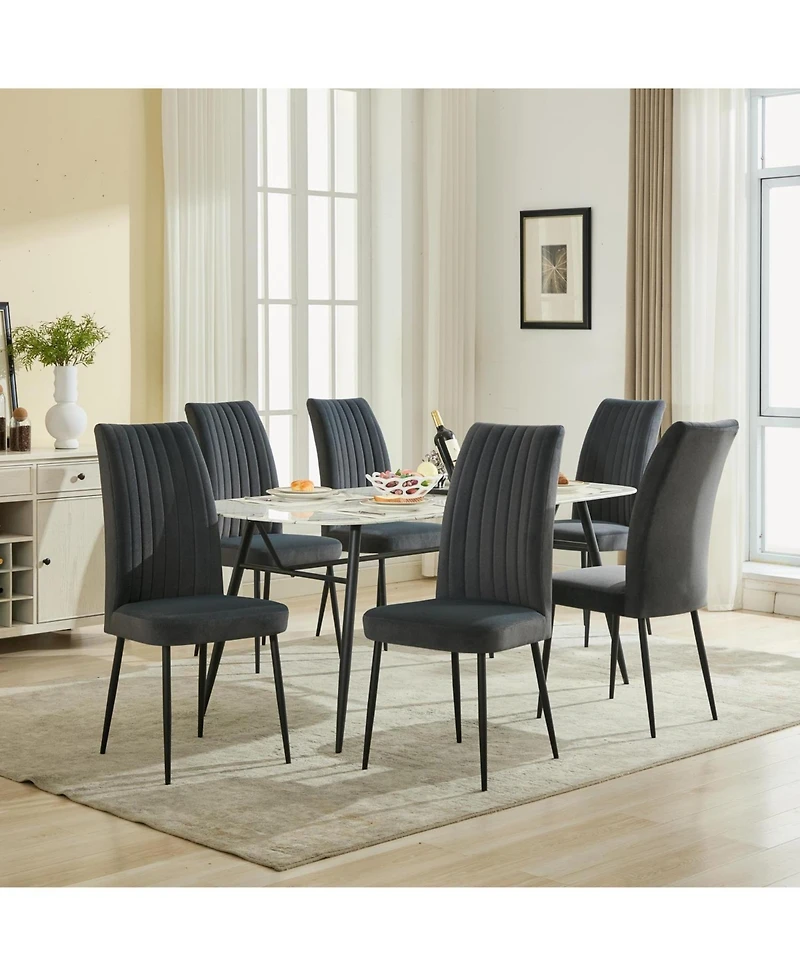 Streamdale Furniture Dark Grey Velvet Dining Chairs - Set of 2, Adjustable Feet