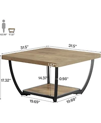 Tribesigns Coffee Table with Storage Shelves, with Arc Metal Frame