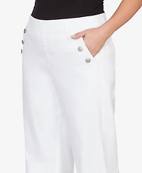 Ruby Rd. Plus Wide Leg Pull On White Sailor Jean