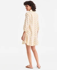 Charter Club Women's 100% Linen Flounce Shirtdress, Created for Macy's