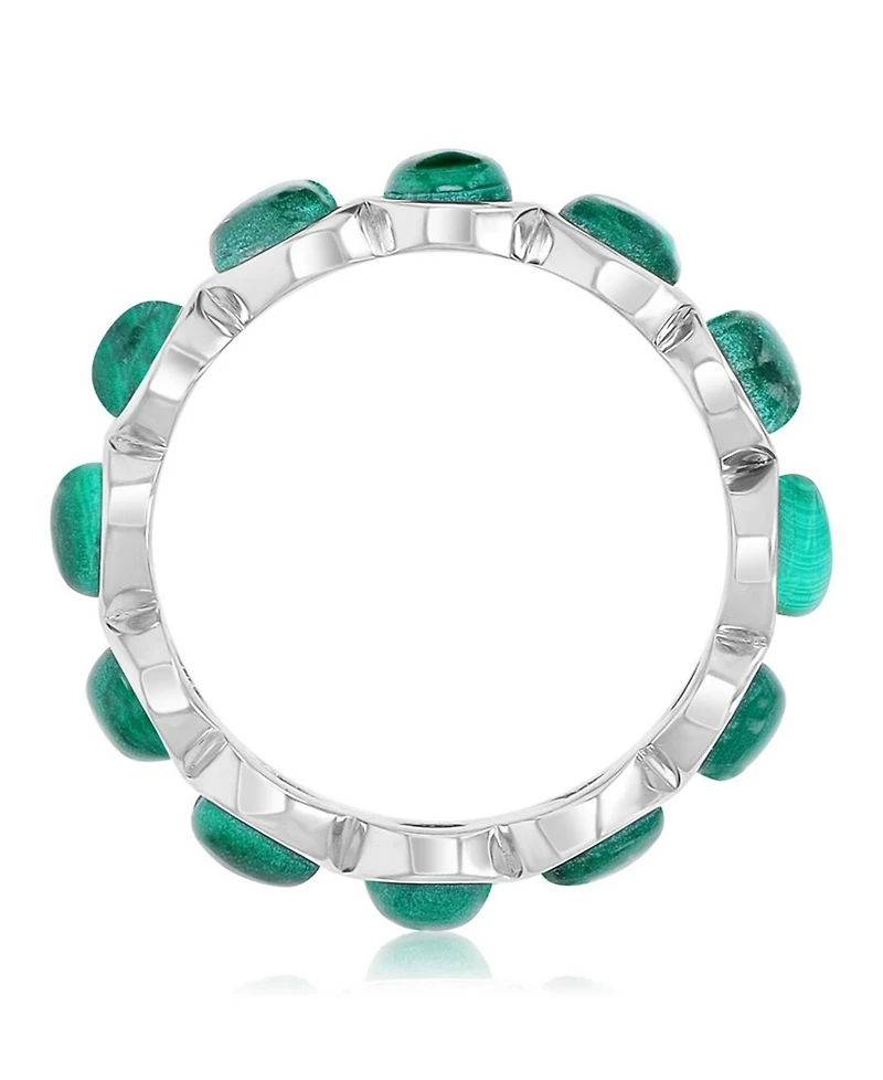 Macy's Malachite (3 ct. t.w.) Alternate Band Ring Rhodium Over Sterling Silver