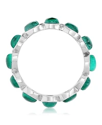 Macy's Malachite (3 ct. t.w.) Alternate Band Ring Rhodium Over Sterling Silver