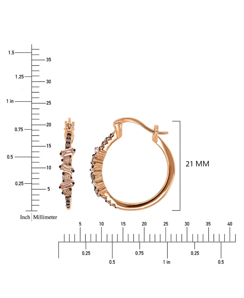 Macy's Morganite (0.3 ct. t.w.) & Coffee Cubic Zirconia (0.504 ct. t.w.) Hoop Earrings in 14k Rose Gold Over Sterling Silver