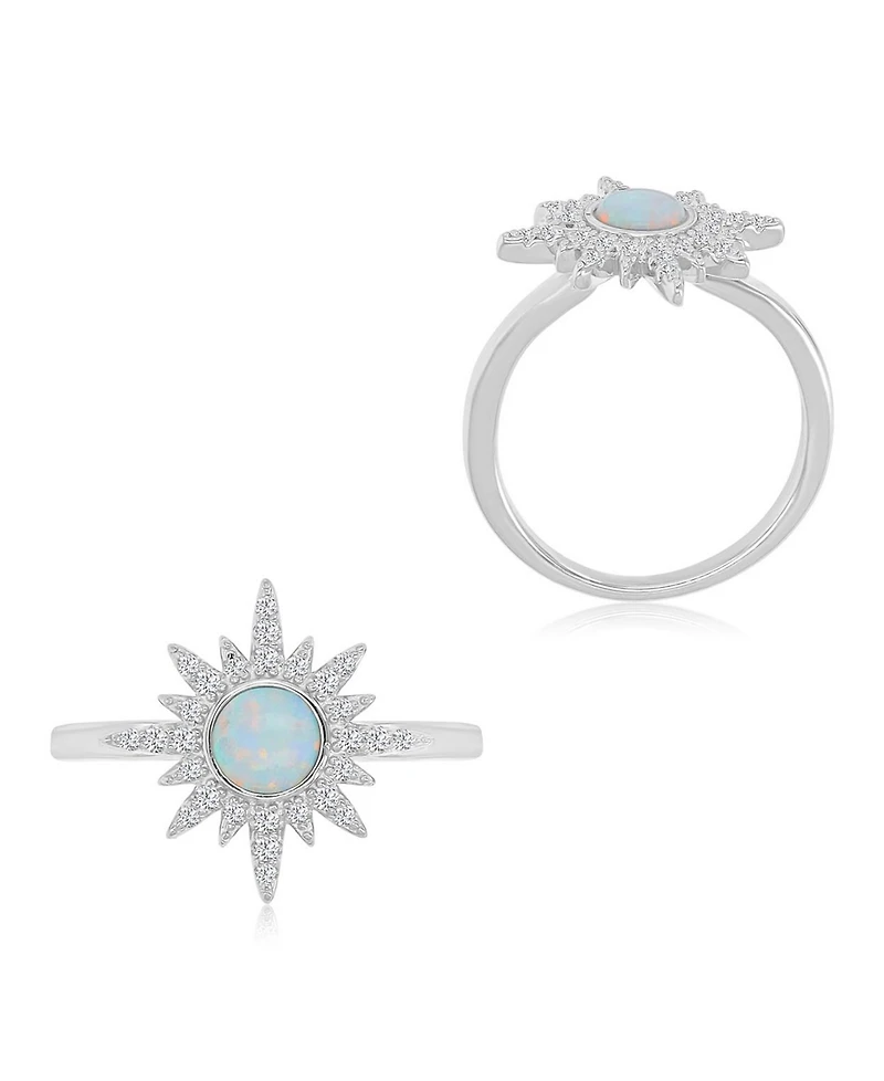 Macy's Opal and Cubic Zirconia (0.288 ct. t.w.) Starburst Ring