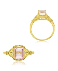 Macy's Diamond (0.017 ct. t.w.) & Morganite (1.55 Quartz Ring 10k Yellow Gold