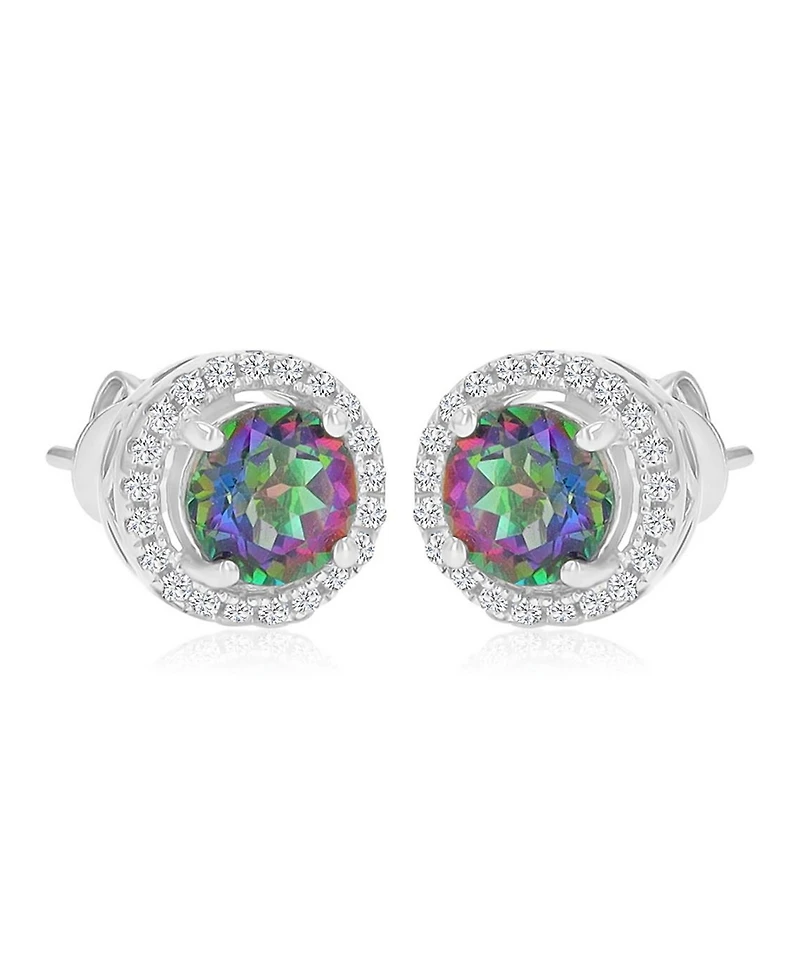 Macy's Diamond (0.21 ct. t.w.) and Mystic Green Stud Earrings