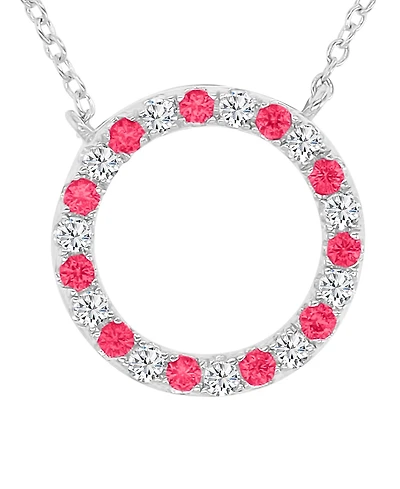 Macy's Sapphire (0.22 ct. t.w.) and Ruby (0.33 ct. t.w.) Open Circle Necklace in Rhodium Over Sterling Silver