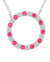 Macy's Sapphire (0.22 ct. t.w.) and Ruby (0.33 ct. t.w.) Open Circle Necklace in Rhodium Over Sterling Silver